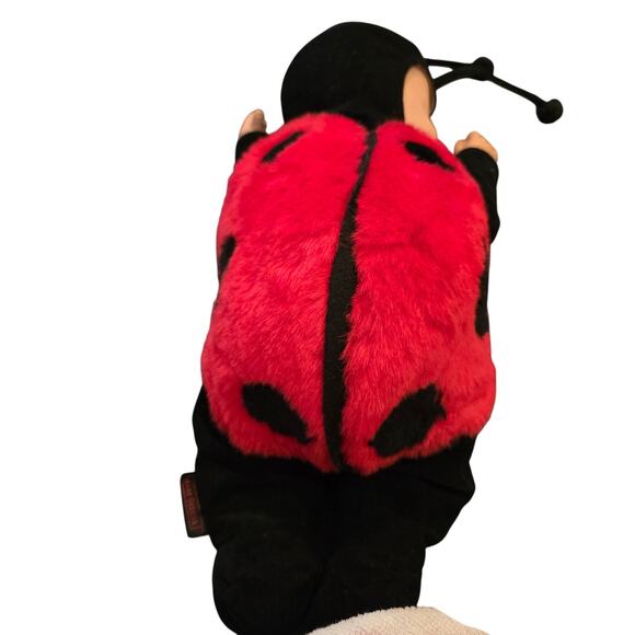 Anne Geddes 1997 Ladybug Sleeping Baby Doll 17” Plush Bean Bag Red Black VTG - Picture 3 of 4